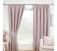 Sundour Eclipse Blackout Plain Pencil Pleat Curtains 90 x 72 In Pink