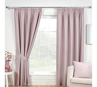 Sundour Eclipse Blackout Pencil Pleat Curtains Rose Pink 66x54 Fully Lined Curtain Pair