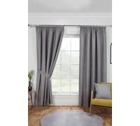 Sundour Eclipse Pencil Pleat Blackout Curtains Taped Curtain Pair in Grey | Size: 117 cm width x 229 cm drop Sundour Grey 117 cm width x 229 cm drop