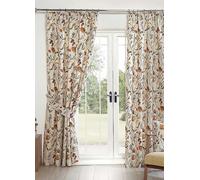 Sundour Grove Printed Lined Pencil Pleat Curtains Green