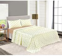 Sundour Kampala Hill 100% Brushed Cotton Flannelette Sheet Set - Fitted Sheet, Flat Sheet, Pillow Cases Cream Double