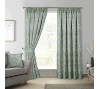 Sundour Keswick Floral Fully Lined Pencil Pleat Curtains in Green | Size: 229 cm width x 229 cm drop Sundour Green 229 cm width x 229 cm drop