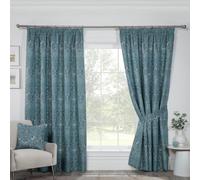 Sundour Kyoto Fully Lined Pencil Pleat Curtains Blue 46x54 Curtain Pair