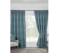 Sundour Kyoto Jacquard Pair of Pencil Pleat Curtains Blue