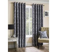 Sundour Park Lane Curtains, Polyester, Silver, 66 x 90-Inch