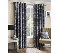 Sundour Park Lane Curtains, Polyester, Silver, 90 x 90-Inch