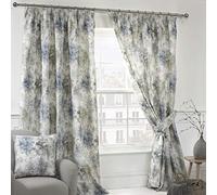 Sundour Woodland Floral Fully Lined Tape Top Curtains-Blue Multi (46" Wide x 90" Drop), 46x90