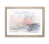 Sundown In Sri Lanka Sketch Modern Art Framed Wall Art Print, Ready to Hang Picture for Living Room Bedroom Home Office Décor, Oak A4 (34 x 25 cm)