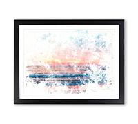 Sundown In Sri Lanka Watercolour Modern Framed Wall Art Print, Ready to Hang Picture for Living Room Bedroom Home Office Décor, Black A3 (46 x 34 cm)