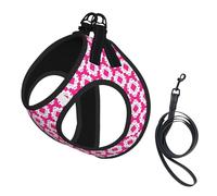 Sundown Pink Geometric No Pull Dog Harness and Leash Set, Cute Reflective Adjustable Vest for Small Dogs,Breathable Mesh Puppy Harness for Walking Hiking,Small
