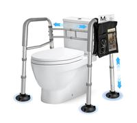 SUNDOY Toilet Safety Frame for Elderly & Disabled Adults, Adjustable Toilet Support Rails with Non-Slip Feet, Heavy Duty Toilet Surround Supports up to 150kg, Bathroom Mobility Aid with Storage Bag