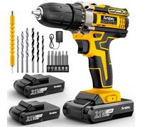 Sundpey 21V Cordless Drill Set with 2 x 2.0Ah Rechargeable Batteries, 18+1 Torque, 2 Speed, 3/8" Keyless Chuck, Battery Powered Drill Driver for DIY & Home Projects