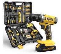 Sundpey 21V Tool Kit with Drill - 170-PCs Portable General Basic Home Repair Tool Set with Power Drill & 2.0Ah Battery & Charger & Tool Box for Homeowner Drilling DIY Projects House Repairs & Handyman