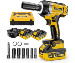 Sundpey 700N·m Cordless Impact Driver - 2-in-1 Brushless Electric Impact Drill Set w/ 2×4.0Ah Battery, LED Ring Light, 6 Sockets, Carry Case, 21V Power Impac Wrench for Car Tyre Nut Repair & DIY Task