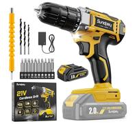 Sundpey Cordless Drill, 45Nm Electric Drill and Screwdriver Set with 2000mAh Rechargeable Battery, Compatible with Makita 18V Battery, 25+1 Torque 2 Speed, Small Hand Drill 3/8" Keyless Chuck for Home