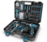 Sundpey Tool Kit with 12V Drill - 206 Piece Basic General Home Repair Tool Set with Cordless Power Drill & Battery & Charger & Portable Toolbox for Office Garden House Apartment DIY Projects Men Women