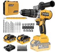 SundpeyPRO Cordless Hammer Drill 120N·m - 21V 1/2" Brushless Power Drill Set w/ 2 x 4.0Ah Battery & 20+3 Torque & 2150RPM Electric Drills with Self-Locking Metal Chuck & Fast Charger for DIY Home Use