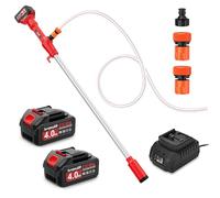 SundpeyPRO Cordless Water Transfer Pump - Portable Stick Battery Powered Transfer Pump With 2 x 4.0Ah Battery & Charger & 4.92FT Water Pipe & 2 x 3/4“ Outlet for Outdoor Pool Garden Pond Boat Draining