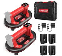 SundpeyPRO Electric Glass Suction Cups - 2-PCS Heavy Duty Vacuum Lifter Max 300kg with 4 x 3.0Ah Batteries & 2 Chargers & Digital Display, 10" Battery Suction Lifter for Tile, Glass, Granite, Marble