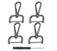 sundrerfect 4 Pcs 32mm Swivel Carabiner Hooks Quick Release Carabiner with D-Ring and Screwdriver for Handbags, Backpacks, DIY - Black