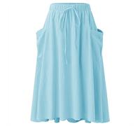 Sundresses for Women 2025 Womens Casual High Waist Pleated A Line Midi Skirt with Pocket Wedding Guest Dress (C, M)