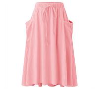 Sundresses for Women 2025 Womens Casual High Waist Pleated A Line Midi Skirt with Pocket Wedding Guest Dress (F, XXL)