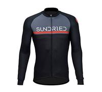 Sundried Mens Long Sleeve Cycling Jersey Road Bike MTB Bicycle Clothing (Black, L)