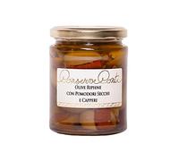 Sundried tomato stuffed olives in extra virgin olive oil - 314 ml glass jar - made in Sicily by Conserve Conti - artisan production
