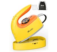 Sundu Mini Travel Iron with Steam,1000W Portable Steamer Samll Iron for Quilting & Sewing,300 Microsteam Holes,90ml water tank,lockable safety base,Digital Temperature Control-Yellow