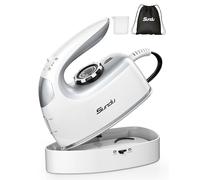 Sundu Mini Travel Iron with Steam,1000W Portable Steamer Samll Iron for Quilting & Sewing,300 Microsteam Holes,90ml water tank,lockable safety base,Digital Temperature Control-Sliver