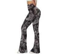 Sundwudu, Black Yoga Pants for Women Soft High Waist Bootcut Leggings High and Long Bootleg Pants for Women, Black tie, M