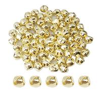 Suneast 100 Pcs Christmas Jingle Bells Metal Crafts Bells Bulk Musical Jingle Sleigh Bells Beads for Christmas Festival Decoration DIY Jewellery Making - Gold - 8mm