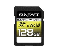 SUNEAST Japan 128GB SD Card for Cameras, V60 UHS-II SDXC Memory Card | Up to 280MB/s Read, 100MB/s Write, V60 U3 C10, Sustained Write for 4K UHD 60fps Video, Digital & Cinema Cameras