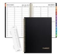SUNEE 2026 Appointment Book, Quarter-Hourly, Weekly & Monthly - from January 2026 - December 2026, 8.5"x11" Weekly Planner, Flexible Cover, Note Pages, Pockets, Bookmark, Spiral Binding, Black
