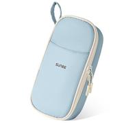 SUNEE Large Capacity Pencil Case with Compartments and Handle, Aesthetic Pen Pouch Organizer, Big Storage Portable Pencil Bag for Girls, Boys, Adults, School and Office Stationery Supplies, Light Blue