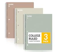 SUNEE Spiral Notebooks, 3 Pack, 1-Subject, College Ruled Paper, 8" x 10-1/2", 70 Sheets per Notebook, Assorted Aesthetic Colors Spiral Notebooks for School