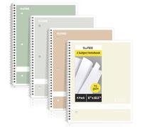 SUNEE Spiral Notebooks College Ruled, 1-Subject, 4 Pack, 8 x 10-1/2 inch, 70 Sheets per Notebook,3-Hole Punched Paper,Green,Grey,Beige,Red Spiral Lined Notebooks for Work, Home&School,Writing Journal