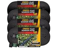 Suneed 4 Pack Flat Soaker Hose 25FT for Garden Beds, Lightweight Drip Soaker Hose 100 ft for Foundation Watering of Plants - Garden Sprinkler Soaker Hoses with Heavy Duty & Easy to Install (25ftx4)