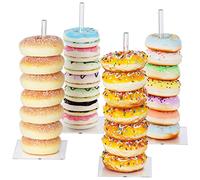 Suneerplay Donut Stand Acrylic 4 Pack, Clear Bagel Holder Stand, Donut Tower Stand, Donut Display Stand for Dessert Table, Doughnut Holder for Birthday, Wedding, Baby Shower, Christmas, Party