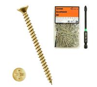 Suneke 120PCS M4.2 X 40mm High Hardness Drywall Screws, Zinc, Coarse Thread, Phillips Drive, Bugle Head, Wood Screws with Organizer Box & 1 Phillips PH2#2 Long Bit
