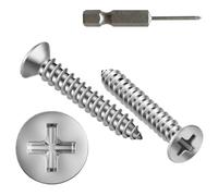 Suneke 304 Stainless Steel Ultra-Low Head Tapping Screws M4.8x35mm with PH2 Bit, Pack of 60