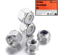 Suneke 8#-32 Nylon Insert Lock Nuts (Silver 304 Stainless Steel, 120-Pack)