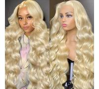 Sunelk 613 13x6 Lace Front Wig Human Hair 20 Inch Blonde 200% Density Wavy Pre Plucked HD Lace Frontal