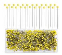 Sunenlyst 500 PCS Straight Pins, 1.75IN Quilting Pins Long Yellow Glass Ball Head Sewing Pins for Fabric, Stainless Steel Dressmaker for Sewing, Crafts, Jewelry Making, DIY