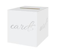 sunepany White Graduation Card Box for Party Wedding Baby Bridal Shower Funeral Birthday Anniversary Retirement Decorations Gift Card Holder Silver Raffle Ticket Box with Slot