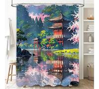 Suneve Beautiful Architectural Shower Curtain for Bathroom Anti Mould, Size 120x180cm Wet Room shower curtain, Quick-Drying Water Repellant Fabric 100% Polyster(Scenery)