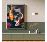 Suneve Diamond Art Kits for Adults,Koi Lotus 5D Round Diamond Painting Kits,DIY Full Drill Crystal Rhinestone Canvas Embroidery Picture for Home Decor Gift(35x55cm)