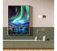 Suneve Diamond Art Kits for Adults,Lake Aurora 5D Round Diamond Painting Kits,DIY Full Drill Crystal Rhinestone Canvas Embroidery Picture for Home Decor Gift(85x105cm)