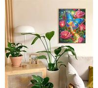 Suneve Diamond Art Kits for Adults,Rose Path 5D Round Diamond Painting Kits,DIY Full Drill Crystal Rhinestone Canvas Embroidery Picture for Home Decor Gift(95x115cm)