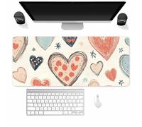 Suneve Gaming Mouse Pad,Large mouse Mat with Non-Slip Rubber Base and Stitched Edges,Improved Precision and Speed Extended Mousepad for gaming, Office, Home(1000x500x2mm Heart Pattern)